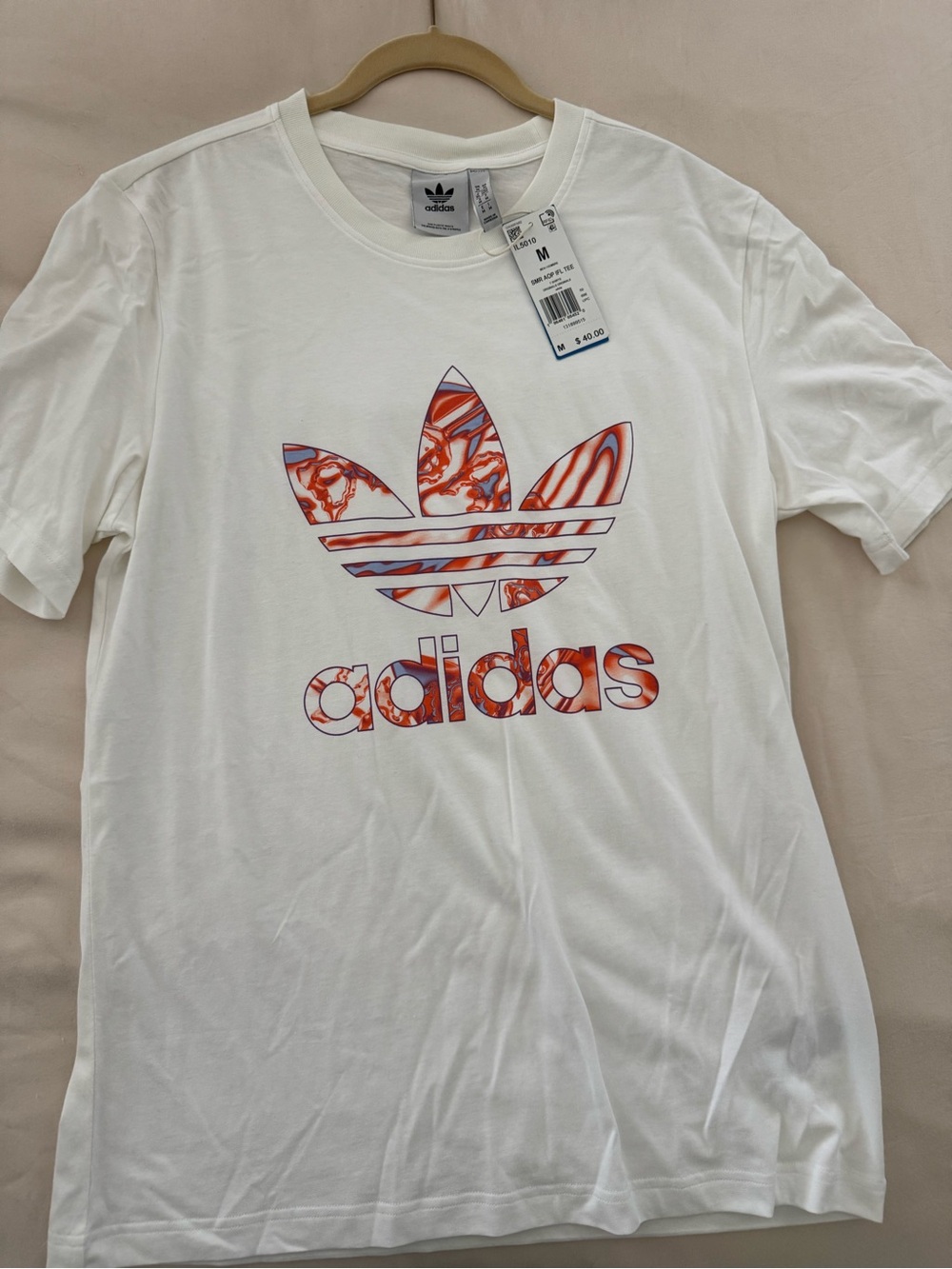 adidas White Trefoil Crewneck Tee with Black Logo